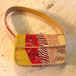 STAUD Multicolor Tommy Beaded Shoulder Bag